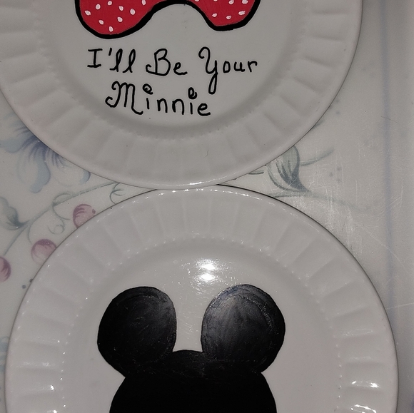 Other - Hand painted Minnie & Mickey plates